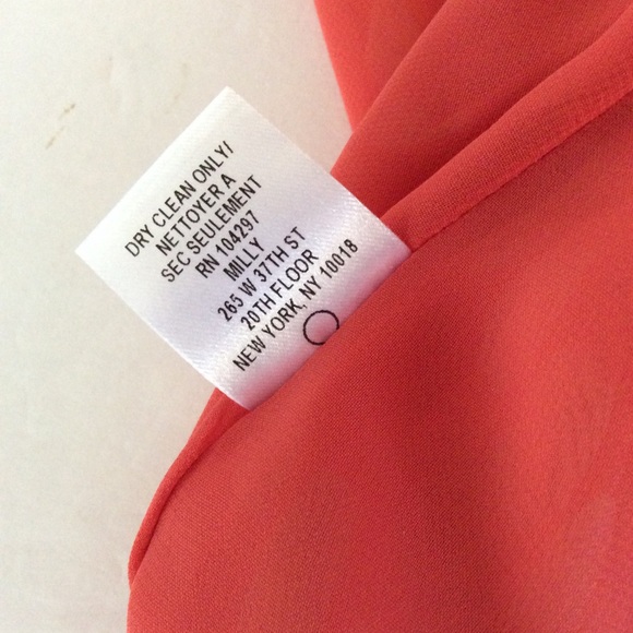 MILLY SILK ORANGE PATTERNED SLEEVELESS BLOUSE SZ 4 - Picture 5 of 8